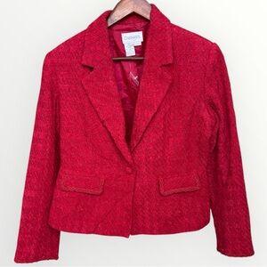 Chadwick’s of Boston Red Tweed Blazer Petite 14P Y2K Career Jacket